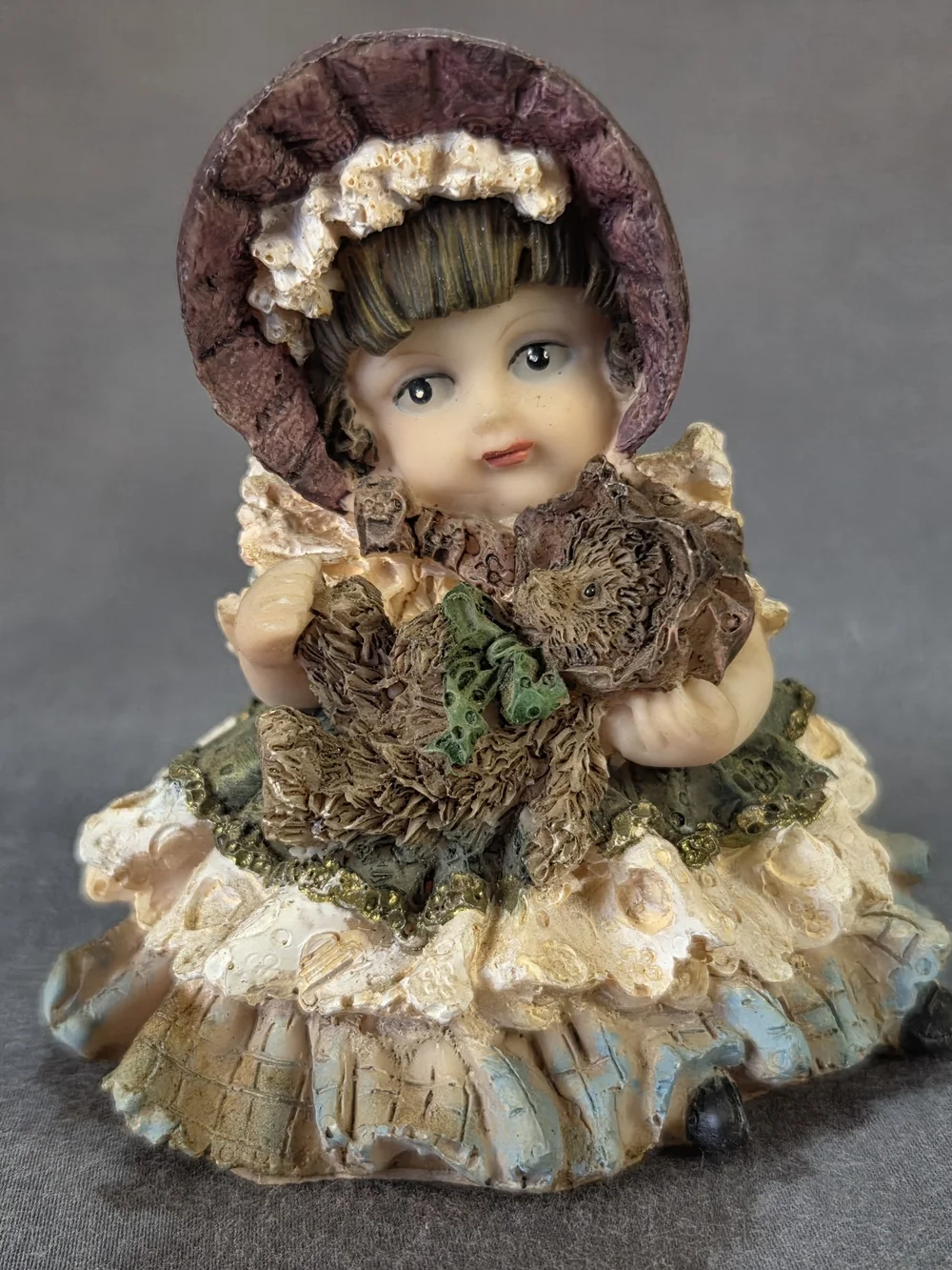 Decorative Porcelain Girl Figurine in Cream and Brown - Classic Table Accent